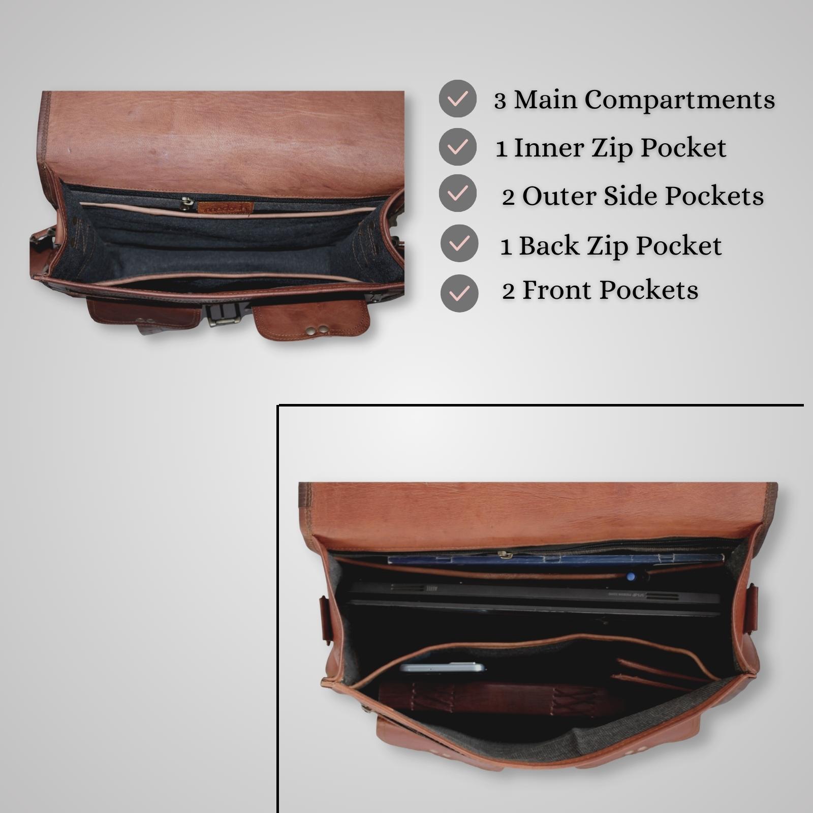 Men Genuine Leather Briefcase Office Messenger Laptop Shoulder Bag